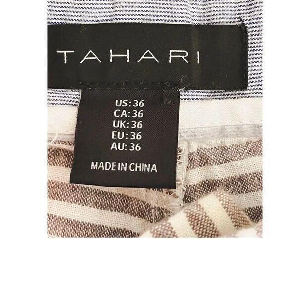Tahari Gray and White Stripes Linen Unisex Shorts SZ 34 - Picture 7 of 8